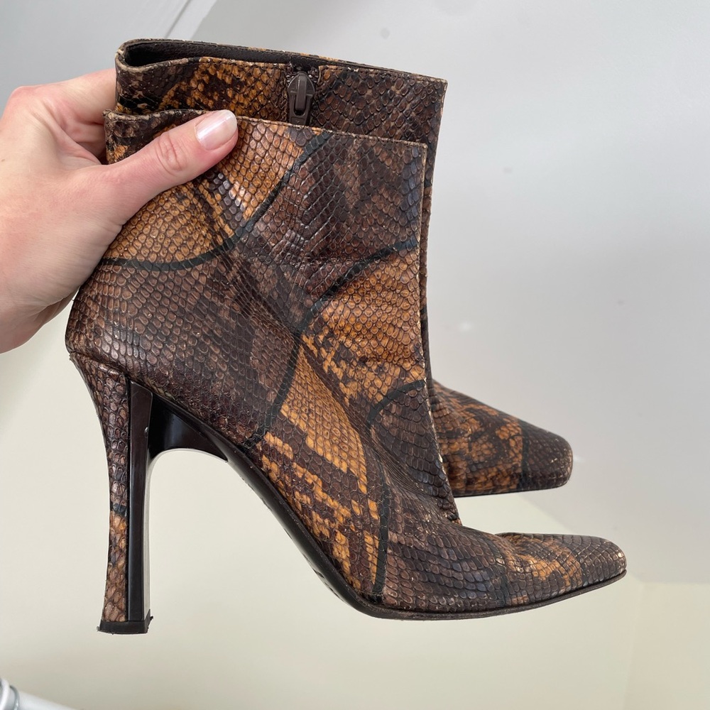 Brown Snakeskin Ankle Boots